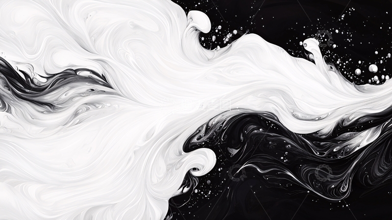 高清大图下载【趣麦麦图】黑白流动抽象艺术背景