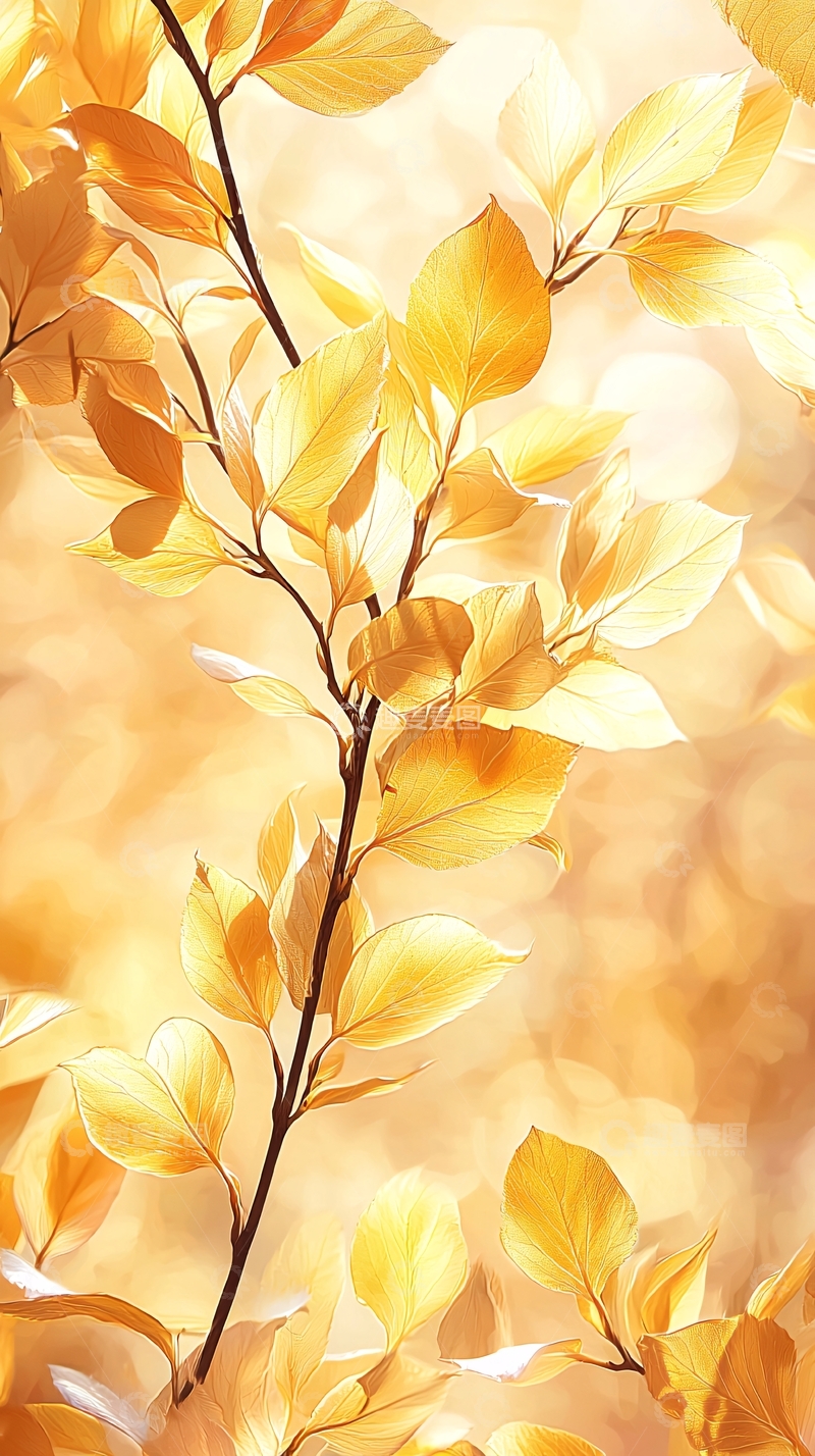 高清大图下载【趣麦麦图】秋日金黄树叶背景图