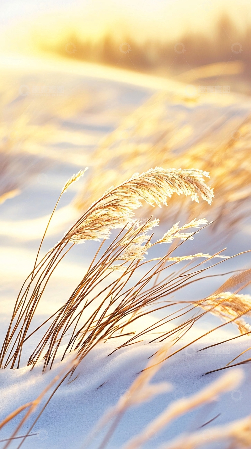高清大图下载【趣麦麦图】冬日雪地上的干草
