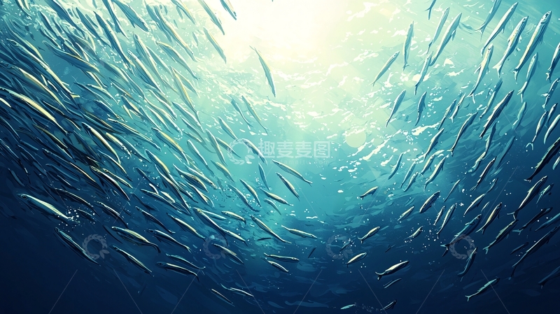 高清大图下载【趣麦麦图】深海鱼群游动场景