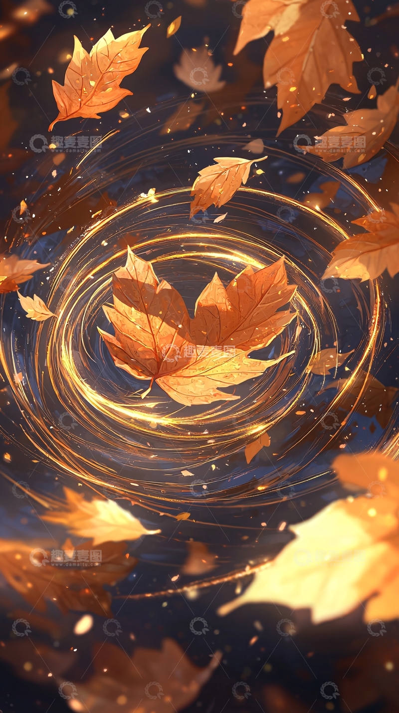 高清大图下载【趣麦麦图】秋叶漩涡动态壁纸