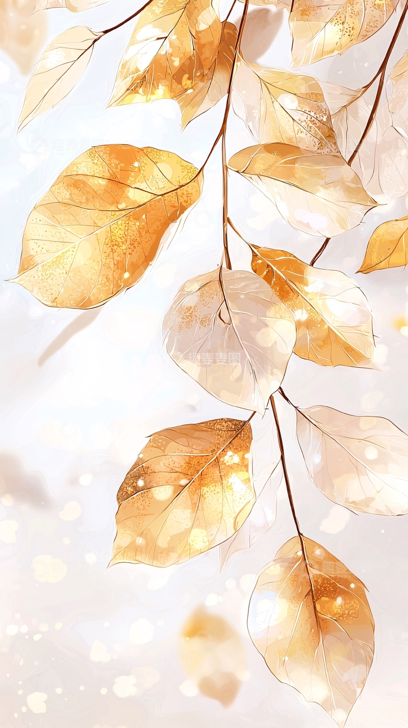 高清大图下载【趣麦麦图】金色秋叶背景图