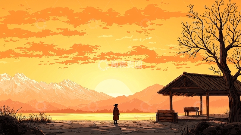 高清大图下载【趣麦麦图】秋日湖畔独行者