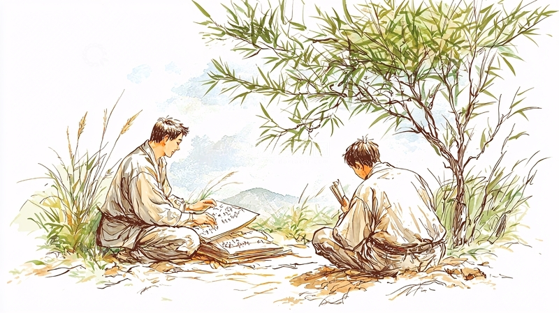 高清大图下载【趣麦麦图】竹林下读书人