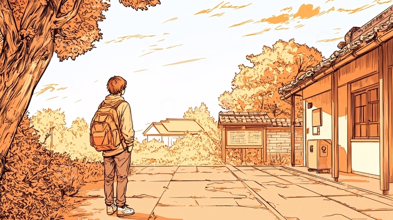 高清大图下载【趣麦麦图】秋日校园背影