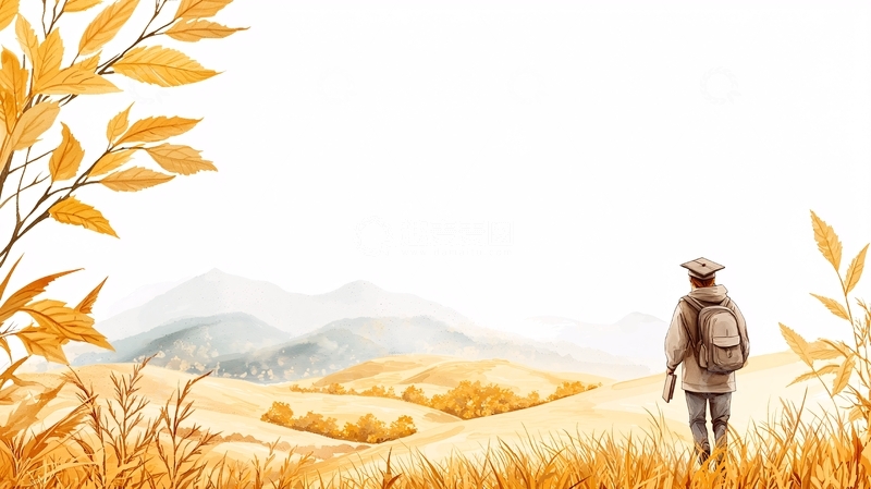 高清大图下载【趣麦麦图】秋日远行旅人风景图