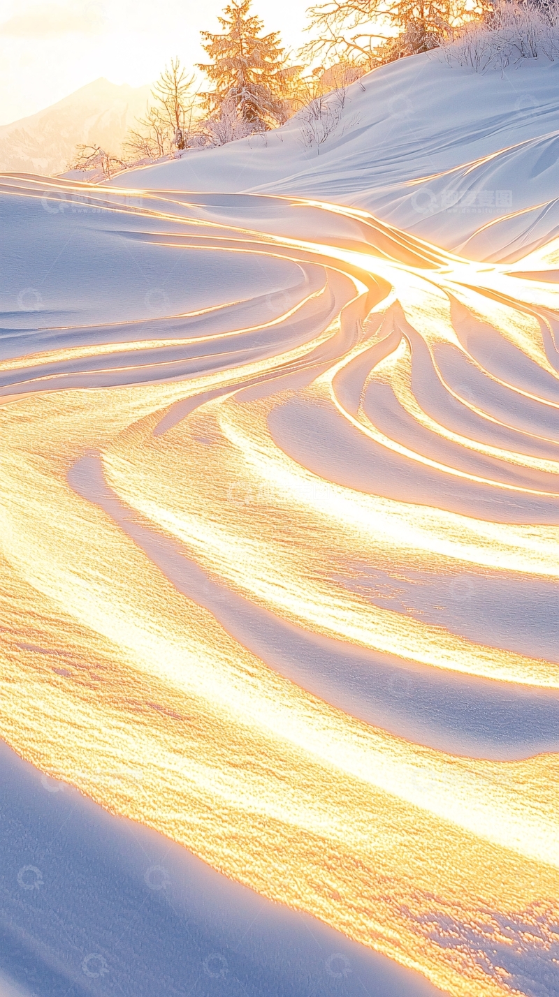 高清大图下载【趣麦麦图】雪地光影自然风景