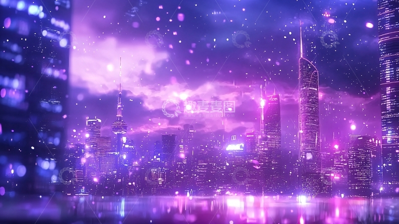 高清大图下载【趣麦麦图】霓虹夜景城市风光