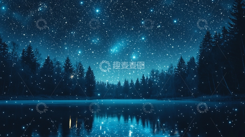 高清大图下载【趣麦麦图】夜空下的宁静湖景