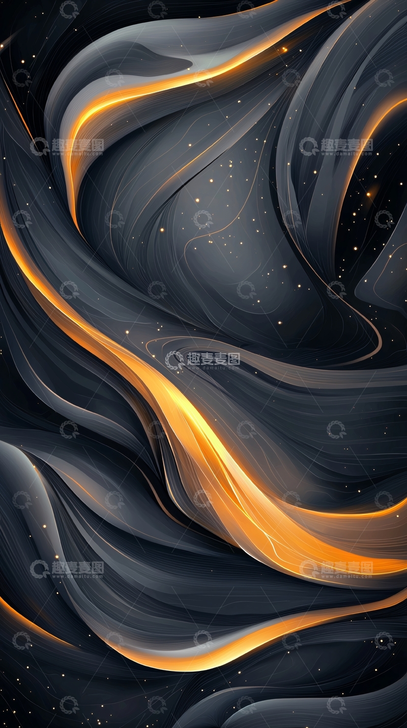 高清大图下载【趣麦麦图】抽象流动线条星空背景