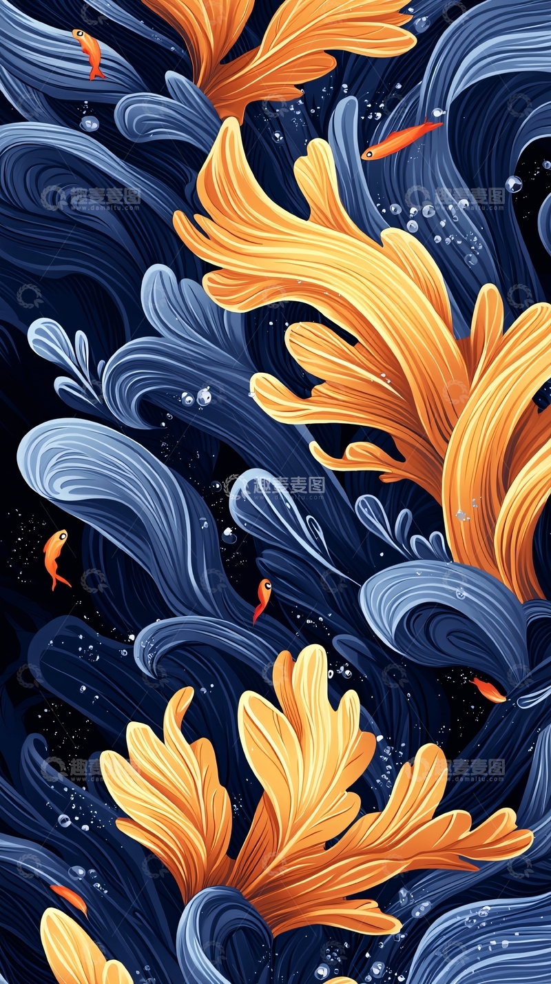 高清大图下载【趣麦麦图】海底珊瑚与小鱼