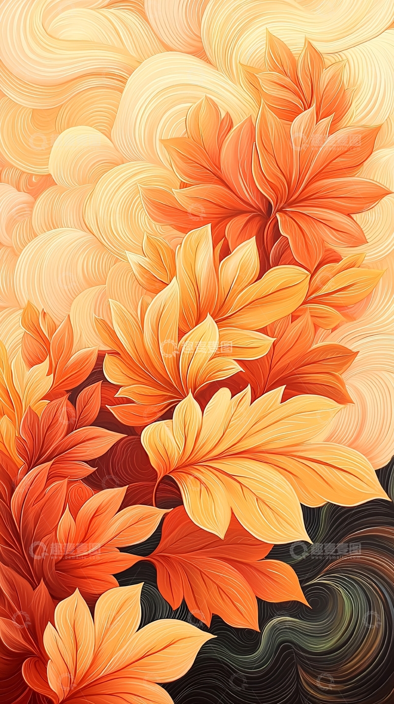 高清大图下载【趣麦麦图】秋日橙色花卉背景图