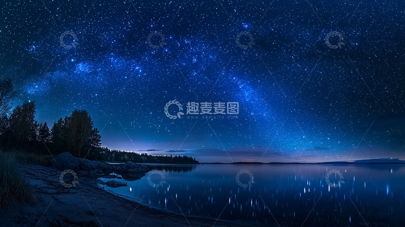 高清大图下载【趣麦麦图】夜空下的宁静湖景
