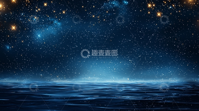 高清大图下载【趣麦麦图】夜空下的海洋风景