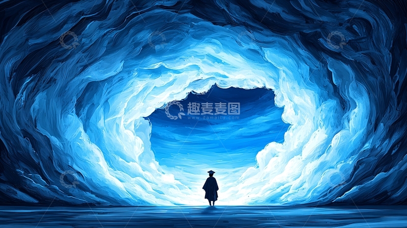 高清大图下载【趣麦麦图】云洞中的背影