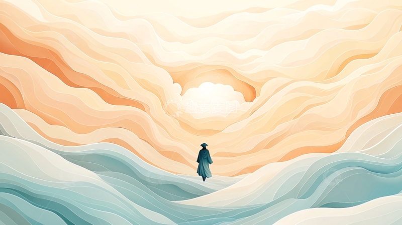 高清大图下载【趣麦麦图】云海中的孤独旅者