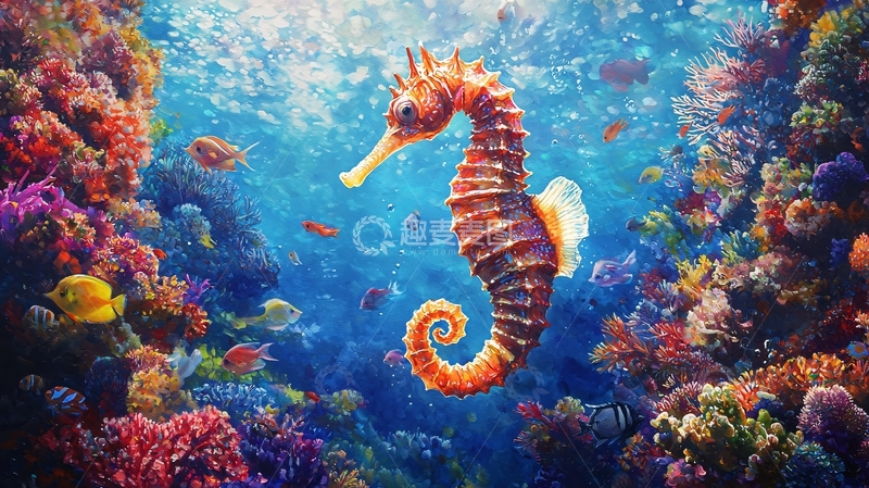 高清大图下载【趣麦麦图】海底世界海马珊瑚礁