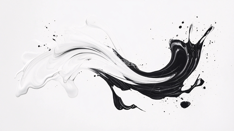 高清大图下载【趣麦麦图】黑白流动液体艺术抽象图案