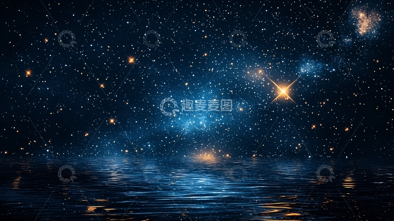 高清大图下载【趣麦麦图】夜空下的海面星空