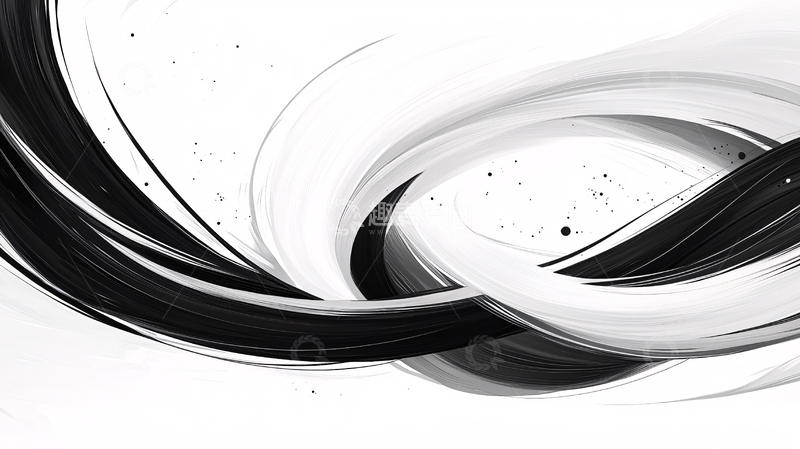 高清大图下载【趣麦麦图】黑白抽象流动线条背景图