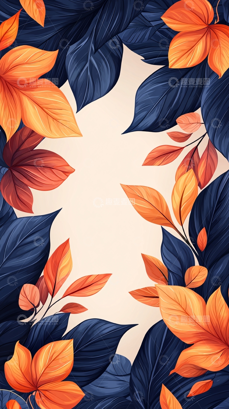 高清大图下载【趣麦麦图】秋叶背景墙纸设计