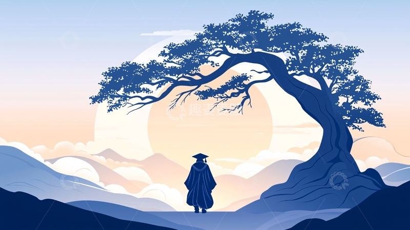 高清大图下载【趣麦麦图】毕业典礼剪影下的树与山