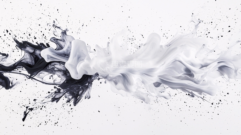 高清大图下载【趣麦麦图】黑白抽象流动艺术背景