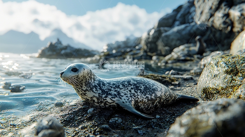 高清大图下载【趣麦麦图】海豹在岩石上的宁静时刻