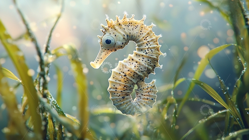 高清大图下载【趣麦麦图】海马在水草中游动