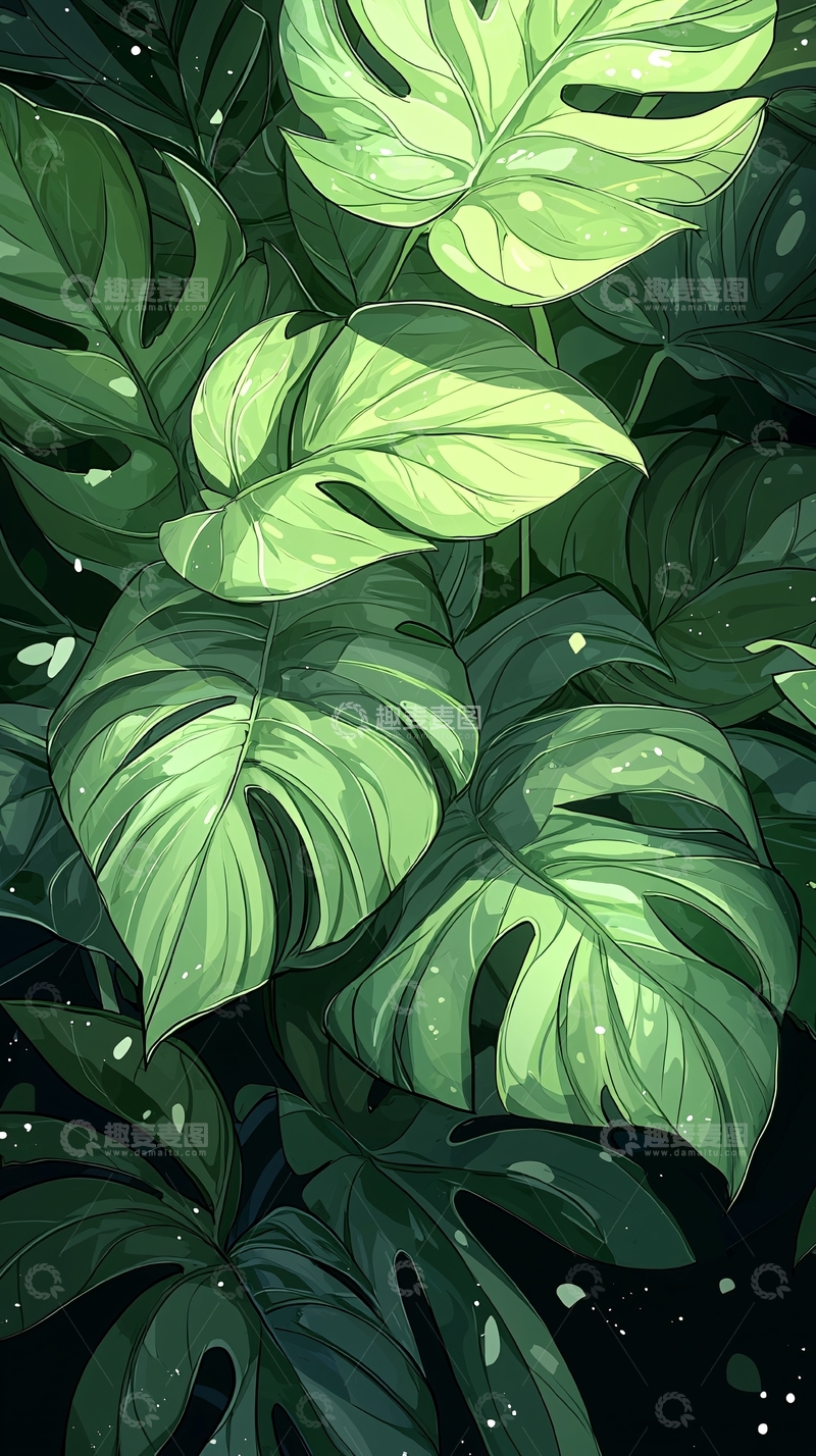 高清大图下载【趣麦麦图】热带植物叶子背景图