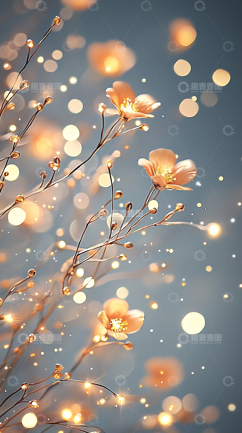 高清大图下载【趣麦麦图】梦幻花朵光斑背景图