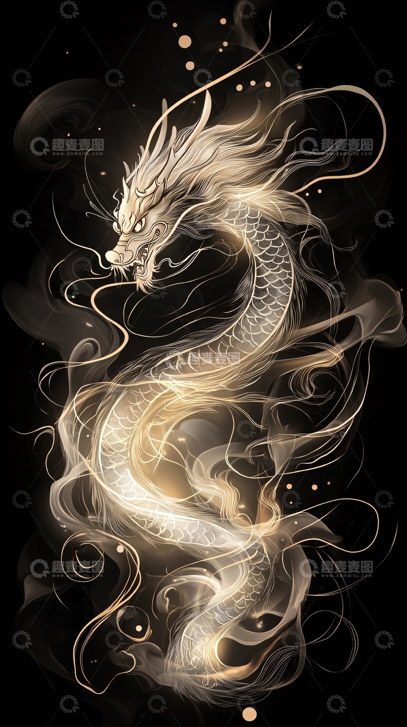 高清大图下载【趣麦麦图】金色龙纹身图案