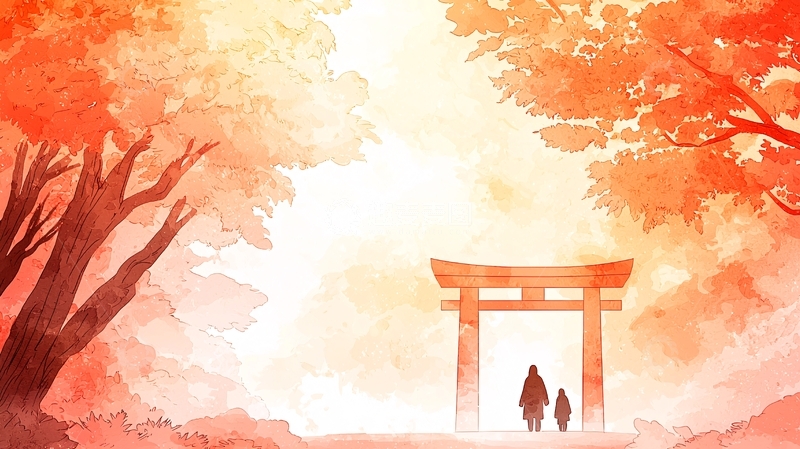 高清大图下载【趣麦麦图】秋日神社剪影