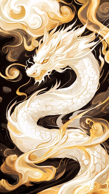 金色龙纹艺术插画
