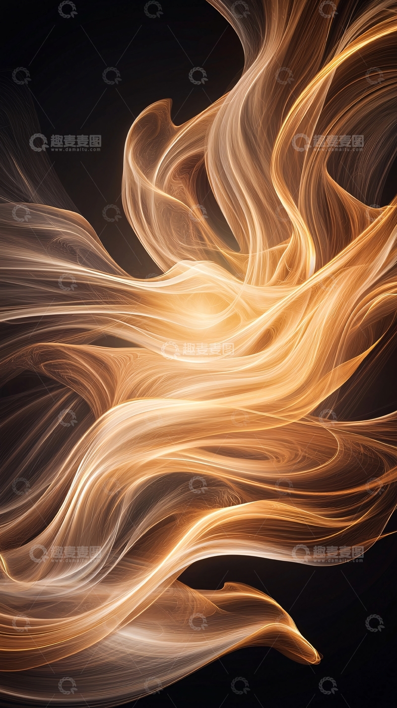高清大图下载【趣麦麦图】金色流动线条抽象艺术背景