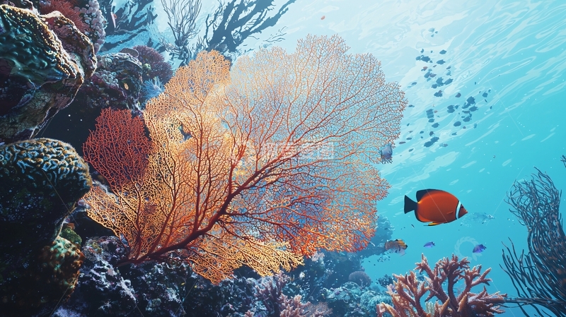 高清大图下载【趣麦麦图】海底珊瑚礁与热带鱼