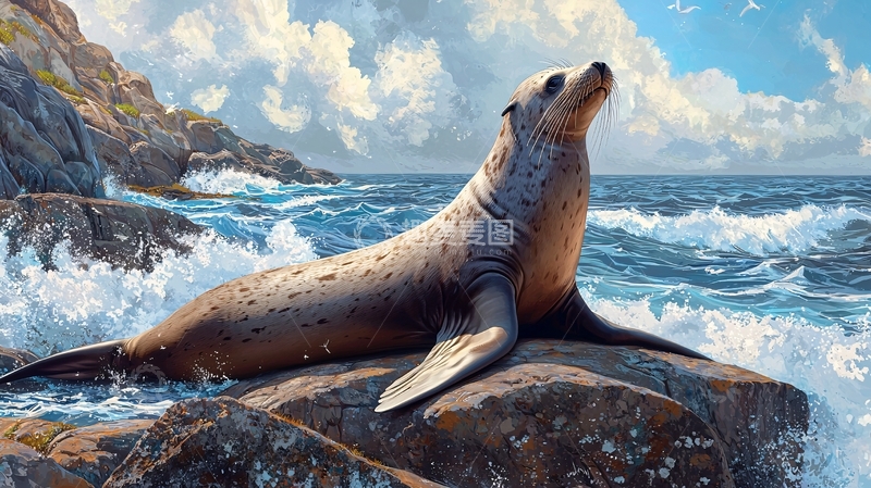高清大图下载【趣麦麦图】海豹在岩石上休息