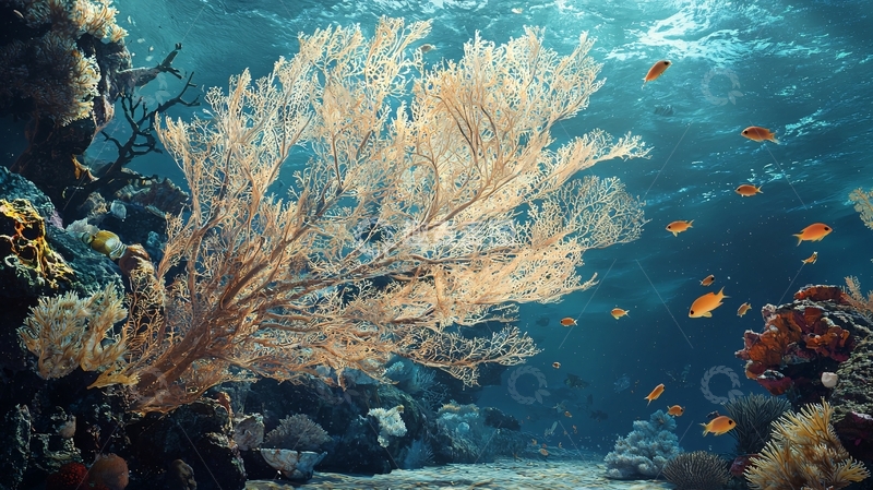 高清大图下载【趣麦麦图】海底珊瑚礁与游鱼