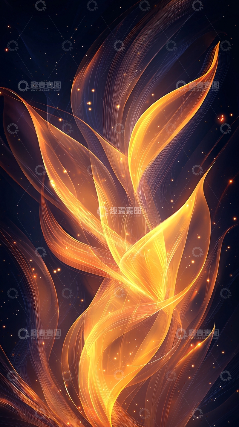 高清大图下载【趣麦麦图】金色火焰与星空背景