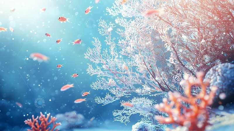高清大图下载【趣麦麦图】海底珊瑚鱼群自然风光