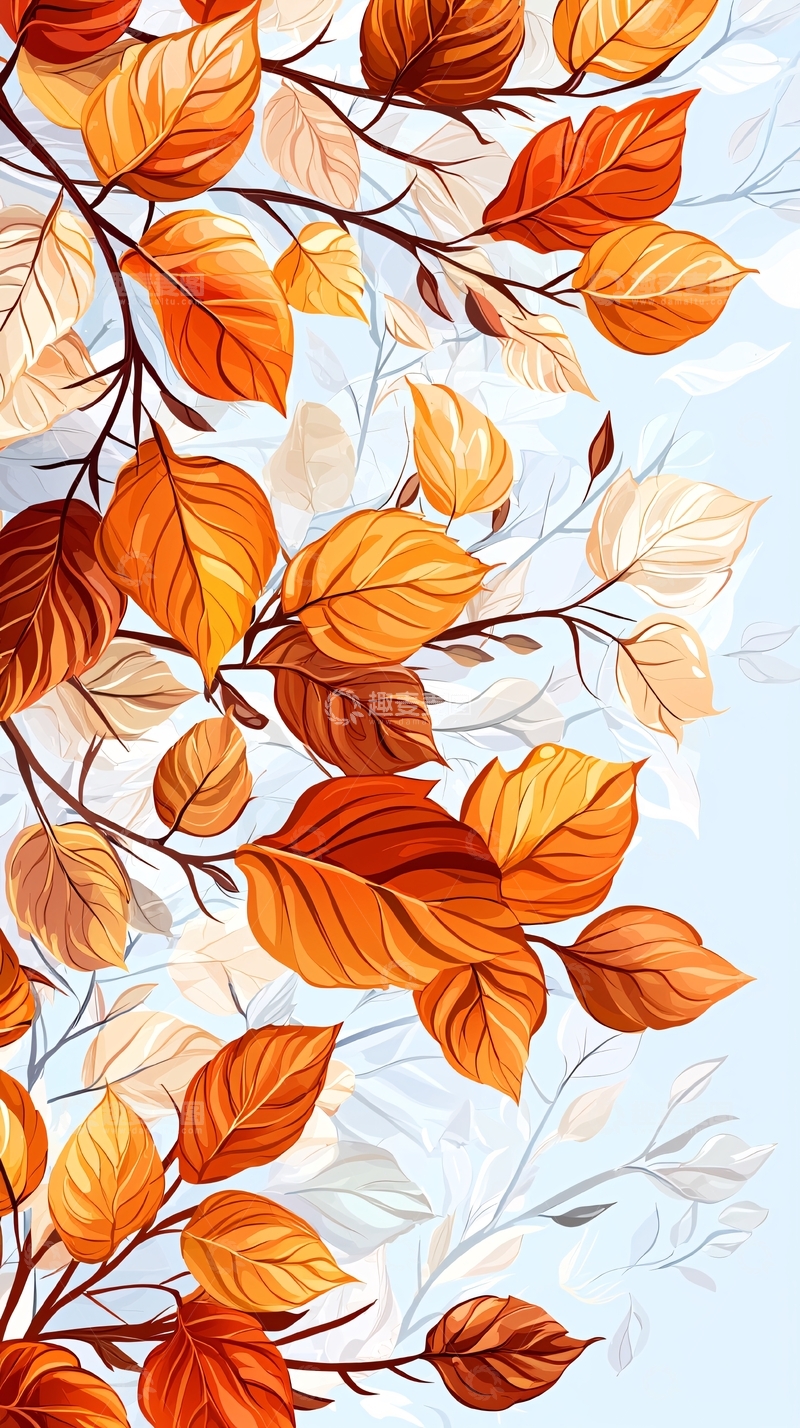 高清大图下载【趣麦麦图】秋日落叶树枝背景图