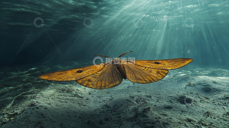 高清大图下载【趣麦麦图】水下蝴蝶飞翔场景