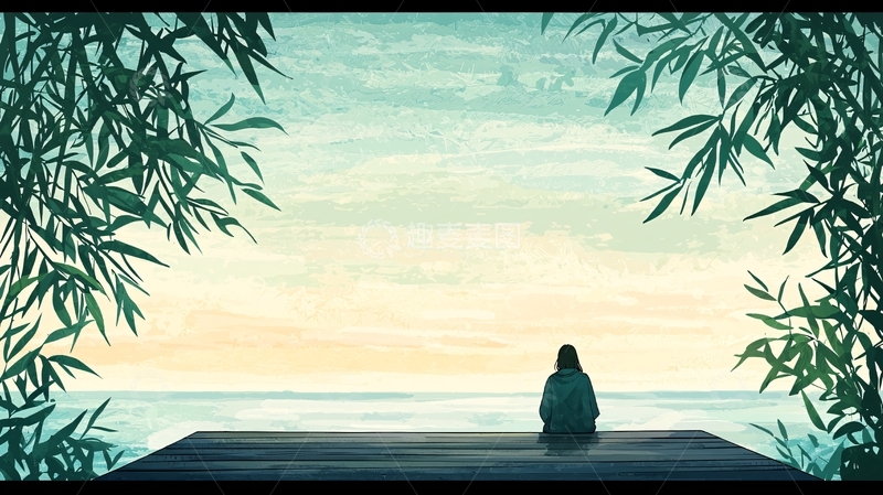 高清大图下载【趣麦麦图】湖边独坐的剪影