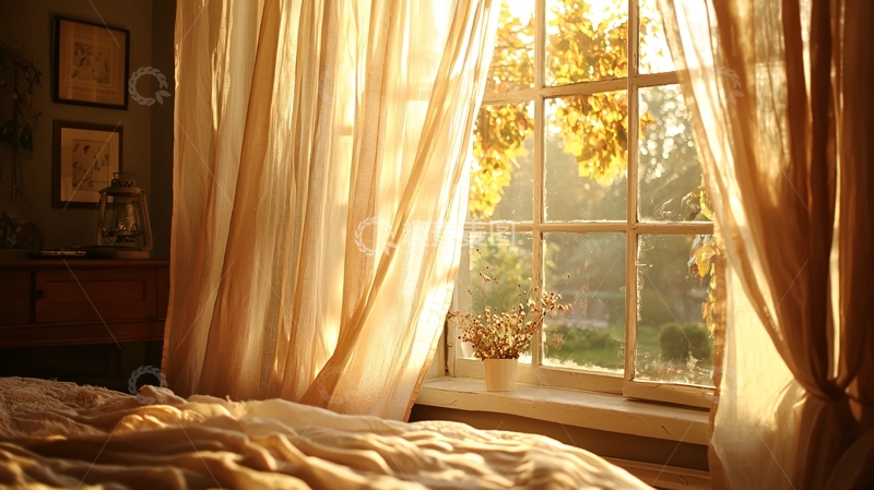 高清大图下载【趣麦麦图】温暖阳光洒进卧室