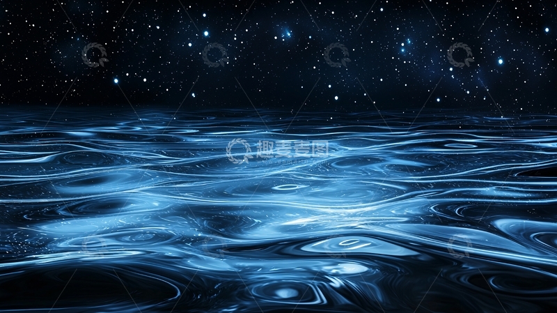 高清大图下载【趣麦麦图】星空下的波光粼粼水面