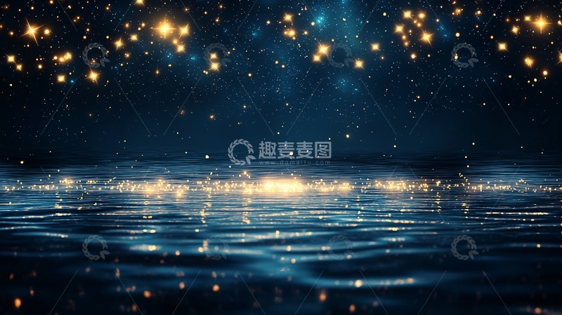 高清大图下载【趣麦麦图】夜海星空璀璨光芒