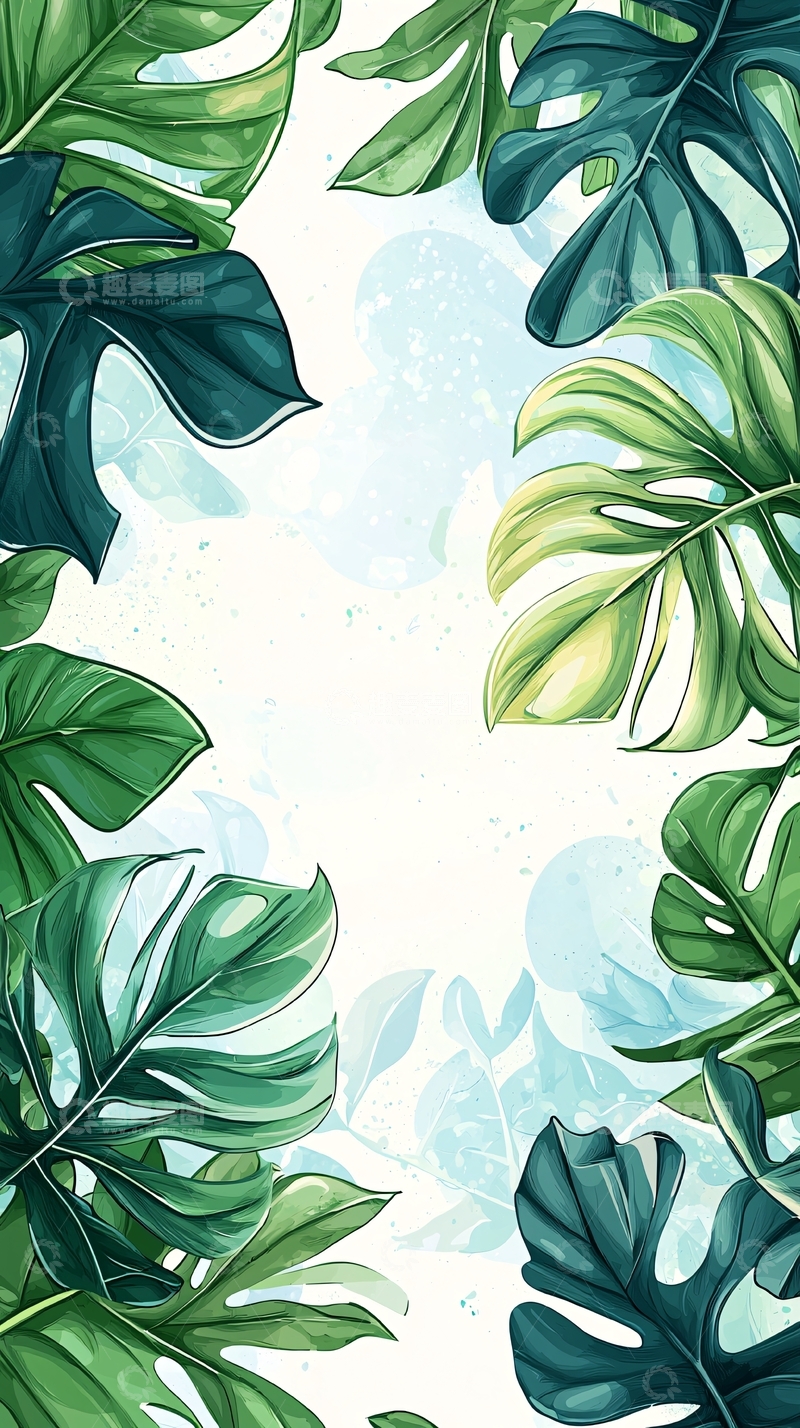 高清大图下载【趣麦麦图】热带植物叶子背景图