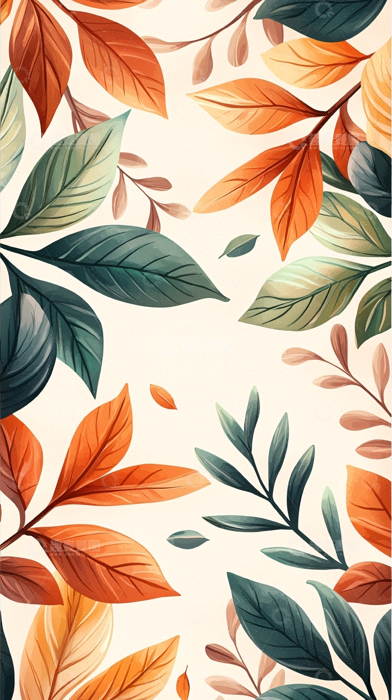 高清大图下载【趣麦麦图】秋叶多彩背景图案