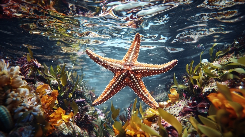 高清大图下载【趣麦麦图】海底海星与珊瑚礁