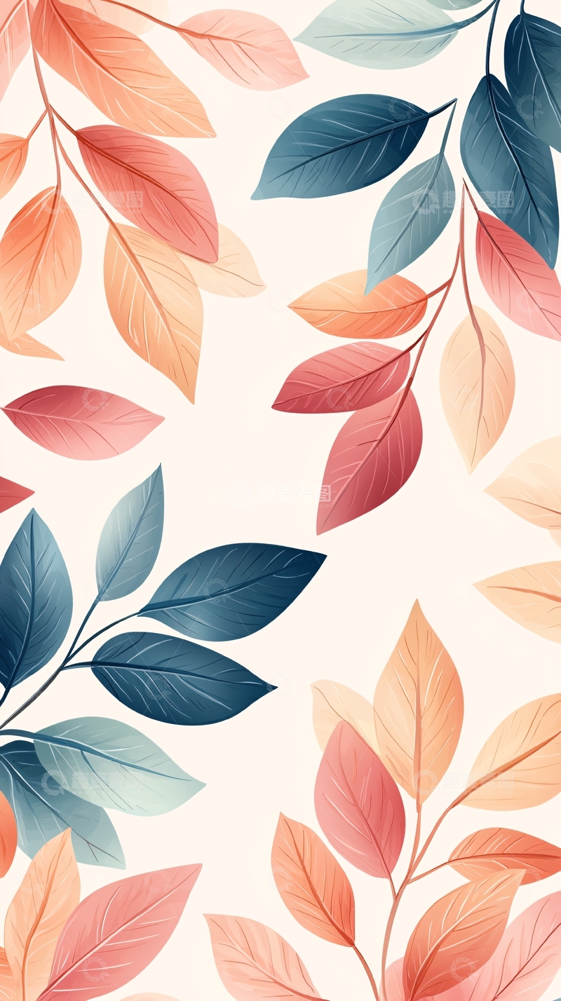 高清大图下载【趣麦麦图】秋叶渐变色背景图案